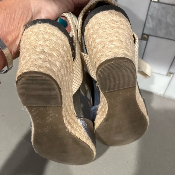 Vionic Maris Wedge Espadrille Silver Pewter Metallic Sz:7 - Picture 6 of 8